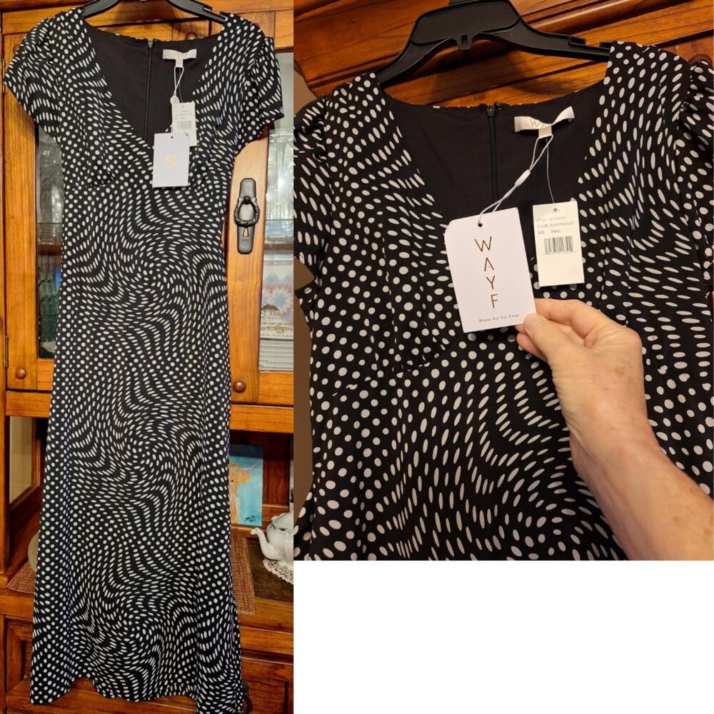 WAYF Black & White Polka Dot Dress – Size S – BRAND NEW, NEVER WORN